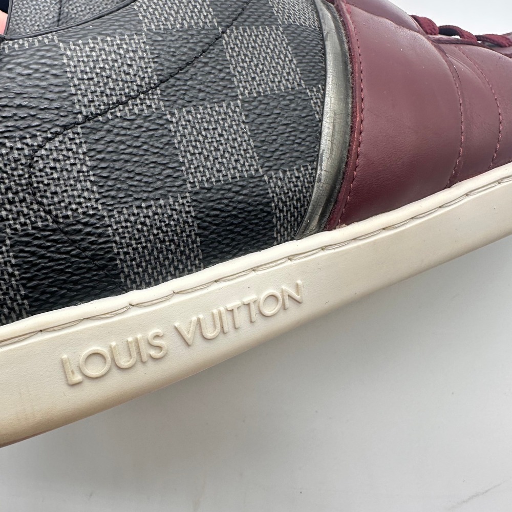 Louis Vuitton Damier Graphite Burgundy Leather Strap Sneakers Mens Low Top 9.5 - Picture 11 of 16